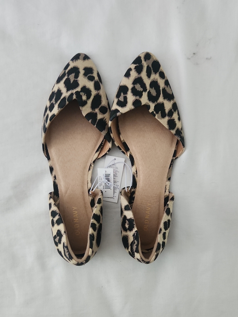 NWT Old Navy Leopard Print D'Orsay Pointed Flats - Beige/Black